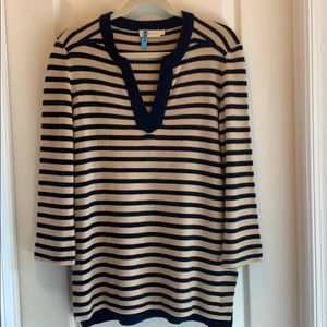 Tory Burch striped Tunic Cashmere Sweater large L